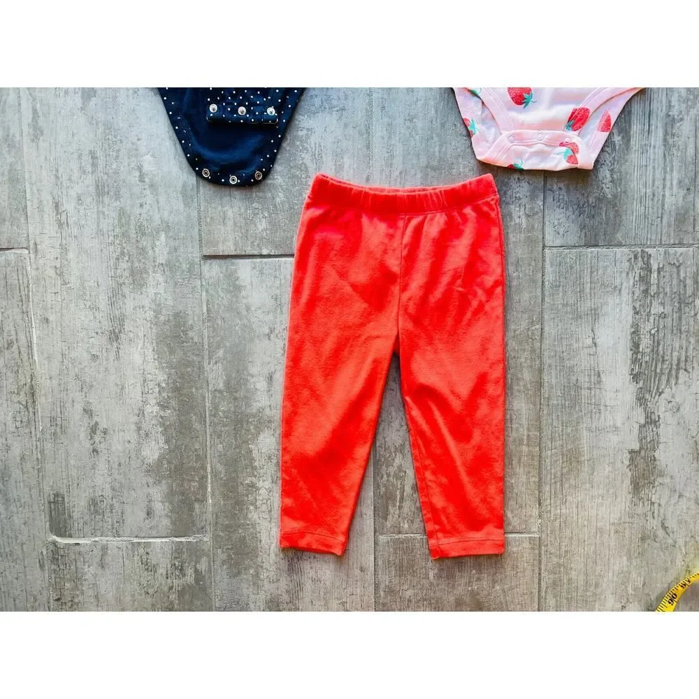 Strawberry Polka Dot Bodysuit Pant Legging 3 Piece Outfit Set Baby Girl 18m NEW